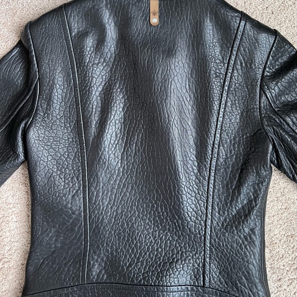 Mackage Kenya Black Pebbled Leather Motorcycle Jacket - Picture 4 of 9